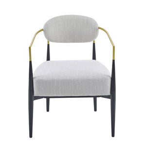 Upholstered Accent Armchair With Tapered Legs - Beige / Black / Gold