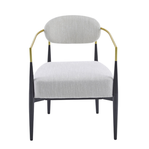 Upholstered Accent Armchair With Tapered Legs - Beige / Black / Gold