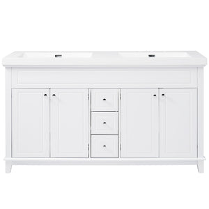 Bathroom Vanity With Double Sinks, 3 Drawers & 4 Doors - White