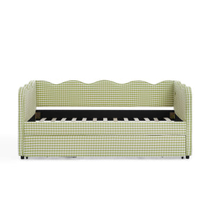 Gingham Daybed With USB Charging Port, Wave-Shaped Design