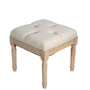Small Padded Square Ottoman Bench For Living Room - Beige