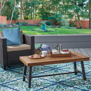 Carlisle - Industrial Coffee Table With And Slat Panel Design - Natural