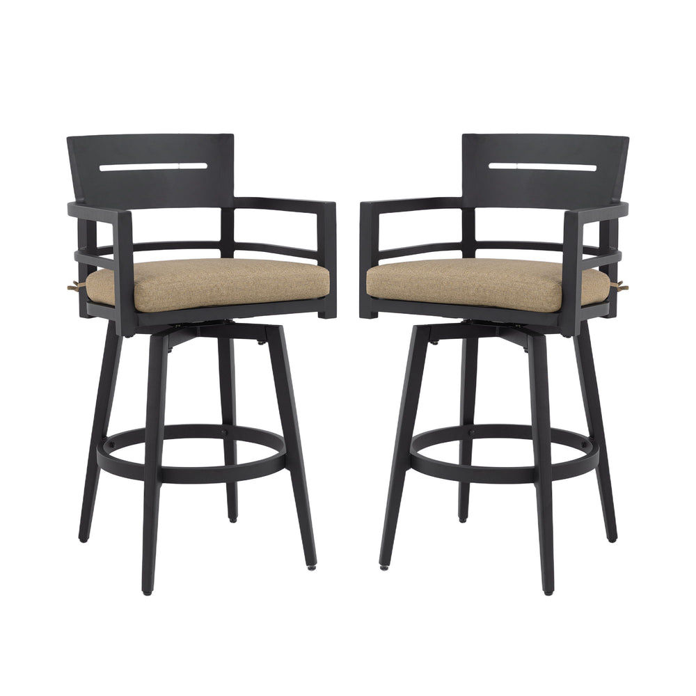 Outdoor Swivel Bar Chairs, 360 Degree Rotation, Ergonomic Backrest (Set of 2)