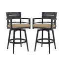 Outdoor Swivel Bar Chairs, 360 Degree Rotation, Ergonomic Backrest (Set of 2)