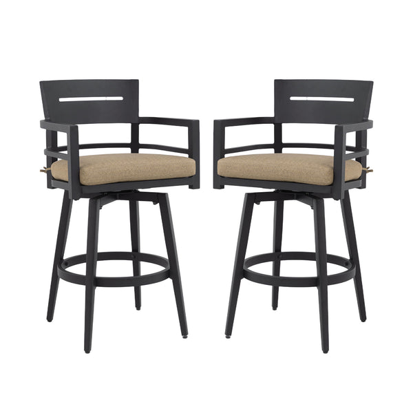 Outdoor Swivel Bar Chairs, 360 Degree Rotation, Ergonomic Backrest (Set of 2)