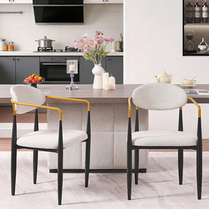 Modern Upholstered Dining Chair With Accented Armrests (Set of 2)