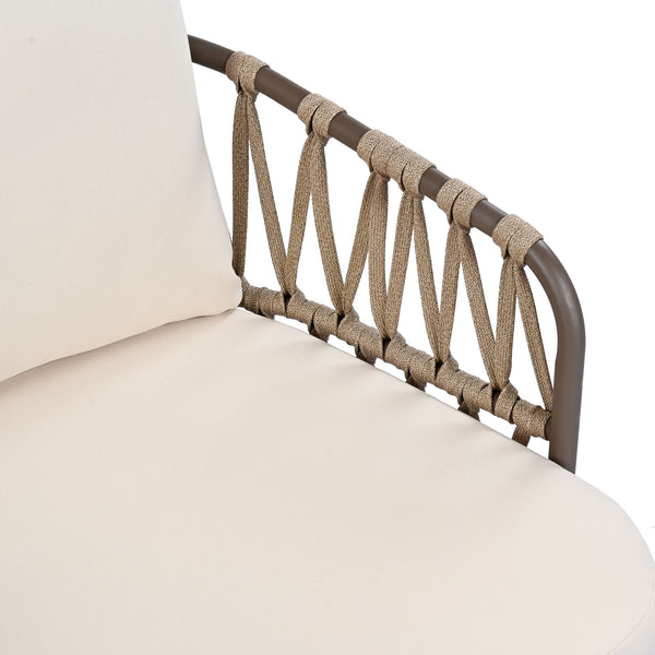 4 Piece Outdoor Patio Furniture Set, Metal Chairs With Woven Rope U Shaped Backrest
