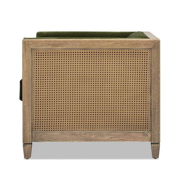 Georgia - Cane Tuxedo Armchair - Olive Green