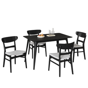5 Piece Dining Set With 1 Table And 4 Upholstered Chairs - Black / Light Gray