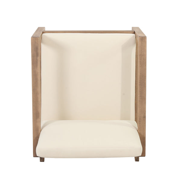 Outdoor Acacia Wood Patio Club Chair, Wood Patio Furniture, Waterproof Thick Cushion Deep Seating For Porch - Brown Wash / Beige