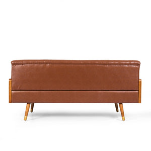 Adelaide - Tufted Sofa With Rolled Accent Pillows - Light Brown
