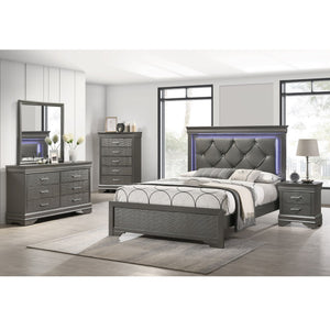 Tufted Headboard Bed With LED Lighting