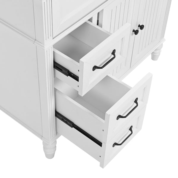Bathroom Vanity With Sink, 2 Door Storage With Soft Closing Hinges - White