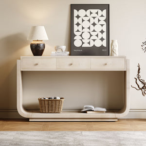 Console Table With 3 Drawers, Display Shelf
