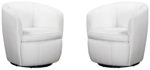 Barolo - 100% Italian Leather Swivel Club Chair (Set of 2)