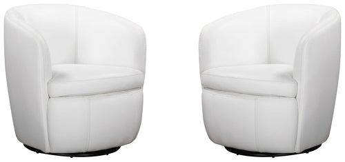 Barolo - 100% Italian Leather Swivel Club Chair (Set of 2)