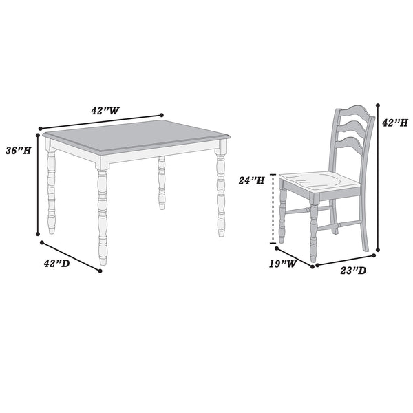 5 Piece Counter Height Dining Set With Table 4 Chairs - Oak / White