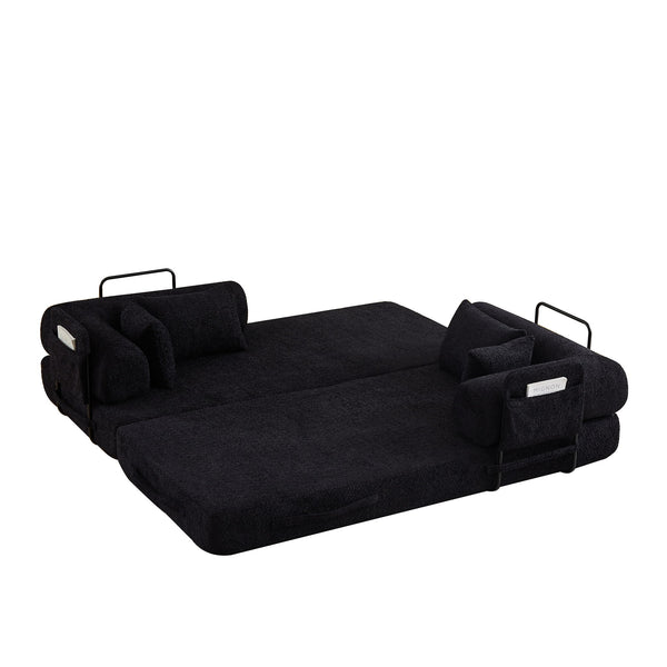 Convertible Sleeper Sofa Bed With Cylindrical Pillow