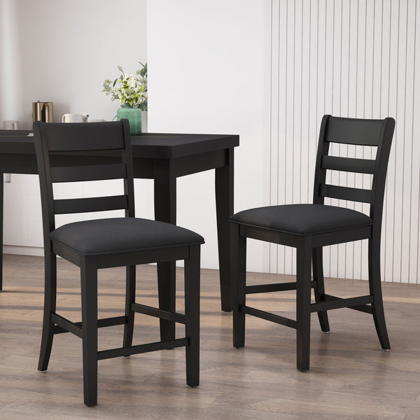 Farmhouse Upholstered Wood Counter Stools