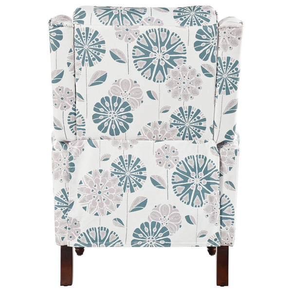 Push Back Recliner Chair Upholstered Recliner Armchair With Classic Wing Back And Solid Gourd-Shaped Legs