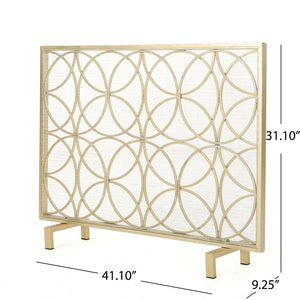 Thayer - Single Panel Iron Fireplace Screen With Geometric Design