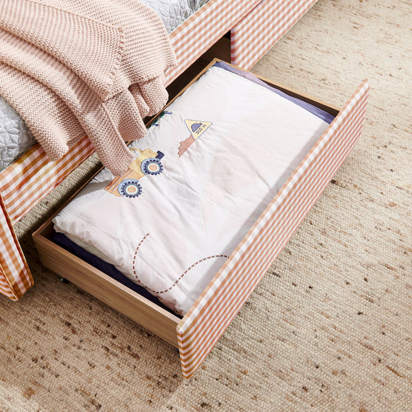 Gingham Daybed With USB Charging Port, Wave-Shaped Design