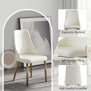 Modern Sponge-Filled Dining Chair, Solid Wood Metal Legs, Suitable For Restaurants, Living Rooms And Rooms (Set of 2) - White
