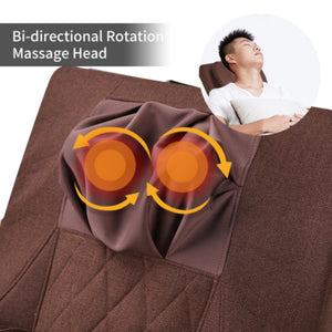 Comfortable Relax Rocking Chair With Full Massage Function Cotton Fabric Air Pressure - Brown