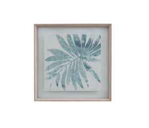 Burlap Ocean Palm IX Framed Print - Light Blue