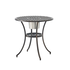 3 Piece Outdoor Aluminium Cast Bistro Set With Ice Bucket - Copper