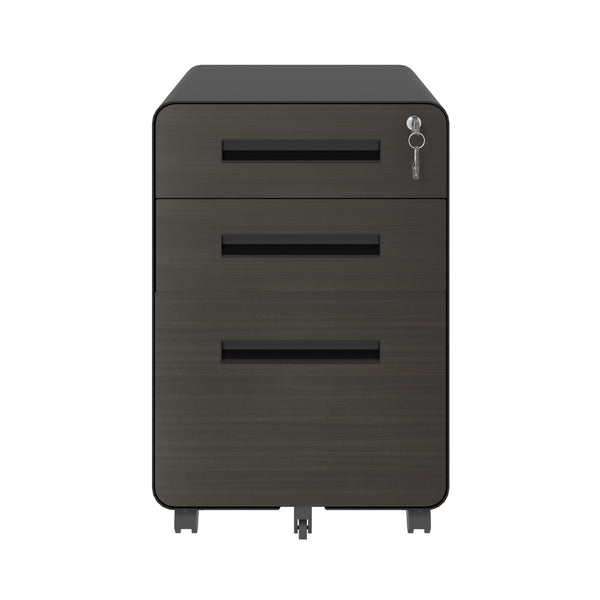 3-Drawer Mobile File Cabinet With Lock, On Casters, Holds A4/Letter Files
