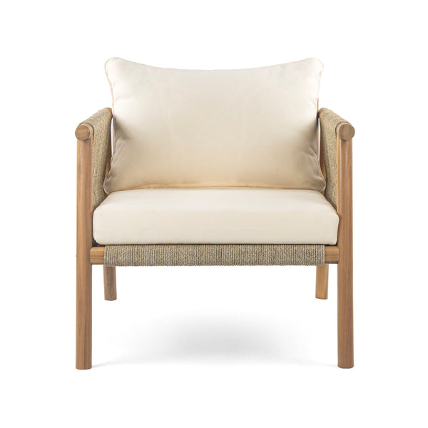 Modern Outdoor Woven Lounge Chair With Solid Frame And Cushions