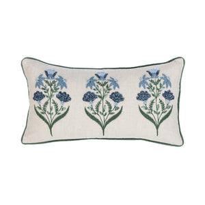 Belcourt - 14" x 26" Floral Pillow - Floral Natural / Blue