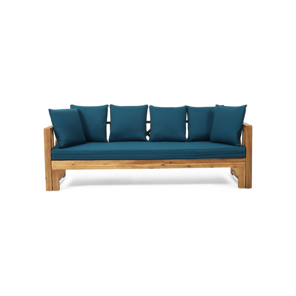 Outdoor Daybed With X-Shaped Panel Backrest And Armrests - Teak