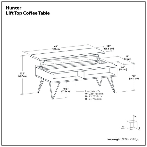 Hunter - Handcrafted Lift Top Coffee Table