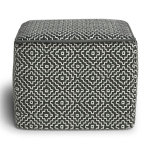 Briella - Square Woven Outdoor / Indoor Pouf - Gray / White