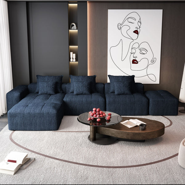Modern Oversized Diy Combination Modular Sectional Sofa & Pillows