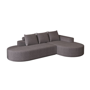 Modern Curved Sofa, L-Shaped Modular Sectional Set With 3 Pillows