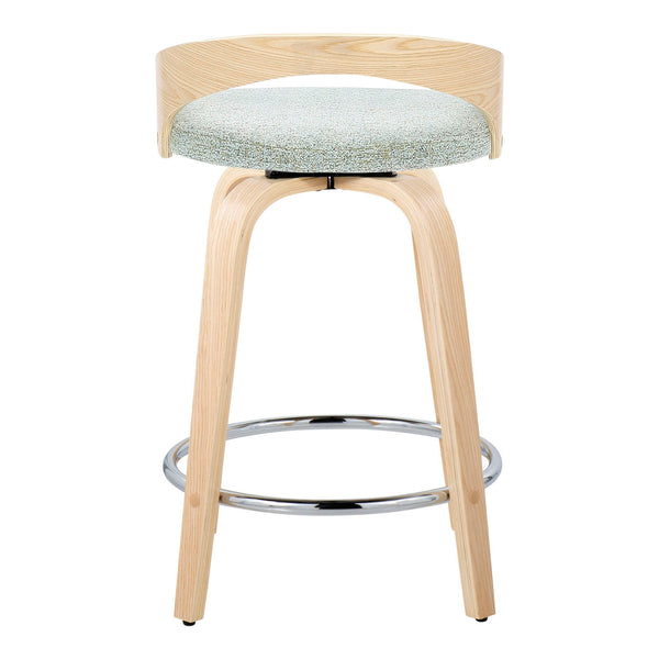 Grotto - Contemporary Fixed Height Counter Stool & Swivel, Round Footrest (Set of 2)