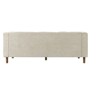 3 Seater Sofa With Square Arms, Tufted Pillow Back For Living Room