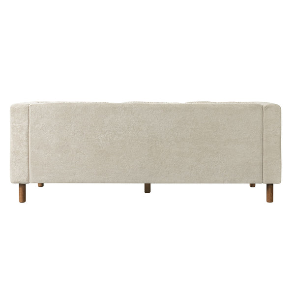 3 Seater Sofa With Square Arms, Tufted Pillow Back For Living Room