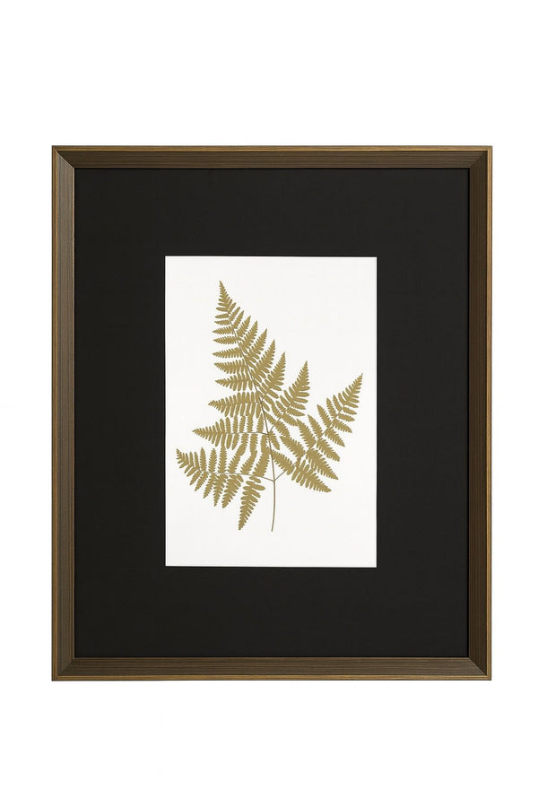Antique Fern I Framed Print - Gold / White / Brown
