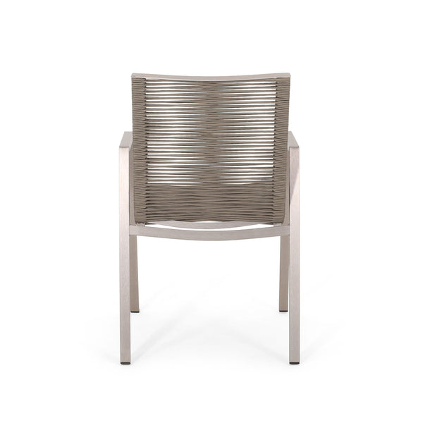 Outdoor Modern Aluminum Dining Chair Set With Rope Sea (Set of 2)