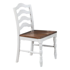 5 Piece Dining Set With Table And Ladder Back Chairs - Oak / White