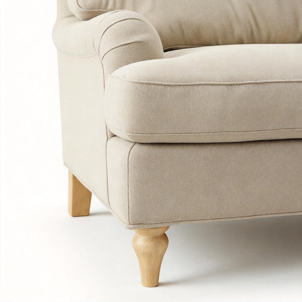 Loveseat Sofa, Upholstered Small Couch For Living Room - Cream Beige