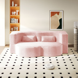 Modern Floor Sofa With 2 Pillows, Convertible Twin Size Folding Mattress For Living Room
