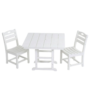 Outdoor Patio Dining Set, Square Table With Umbrella Hole And Armless Chairs