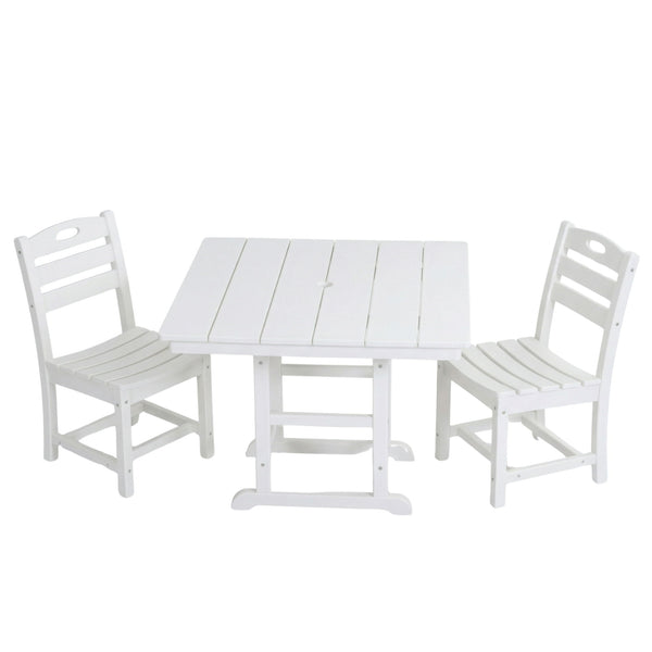 Outdoor Patio Dining Set, Square Table With Umbrella Hole And Armless Chairs