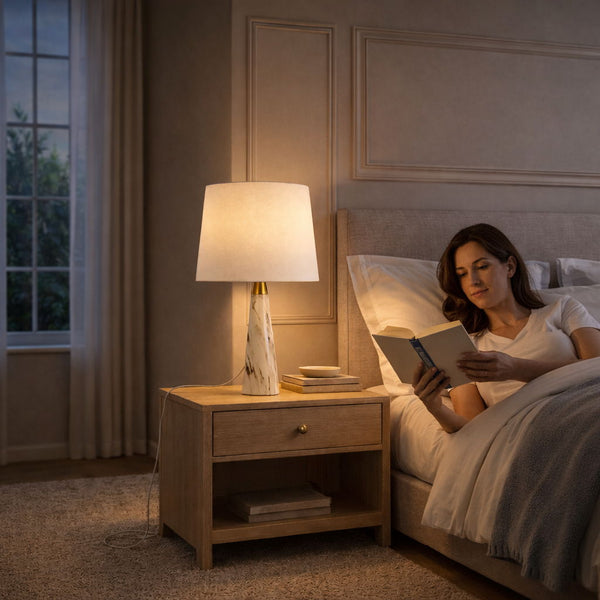 Enclave - Hydro Table Lamp With On / Off Switch Base Shade - Gold / White / White Marble
