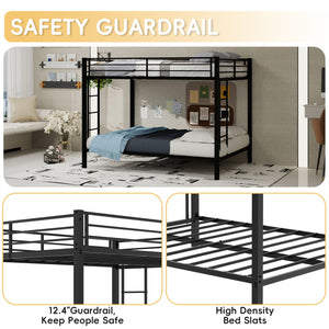 Bunk Bed For Kids, Convertible Frame With Ladders & Guardrail